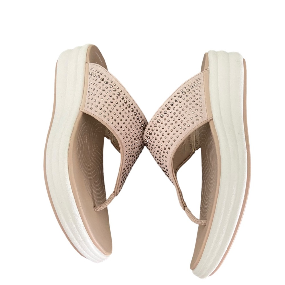 Clarks wedge sandals with studded design. Like new. Beige. - Picture 5 of 12